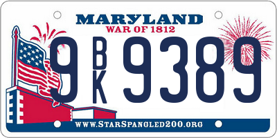 MD license plate 9BK9389