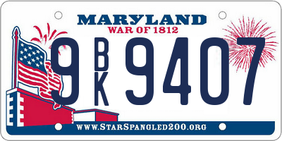 MD license plate 9BK9407