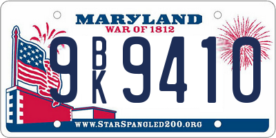 MD license plate 9BK9410