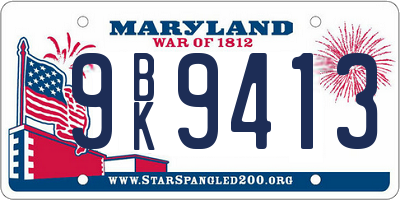 MD license plate 9BK9413