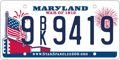 MD license plate 9BK9419