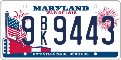MD license plate 9BK9443