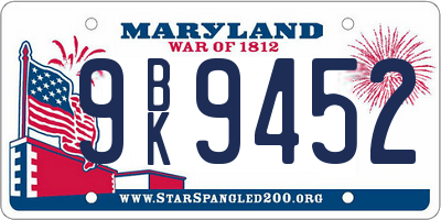 MD license plate 9BK9452
