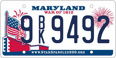 MD license plate 9BK9492