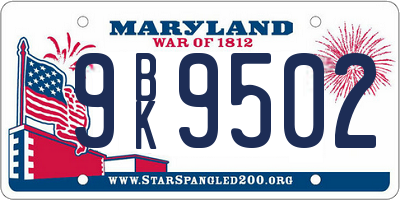 MD license plate 9BK9502