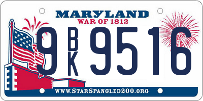 MD license plate 9BK9516