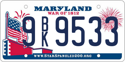 MD license plate 9BK9533