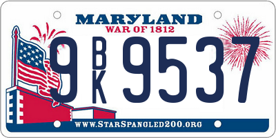 MD license plate 9BK9537
