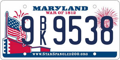 MD license plate 9BK9538
