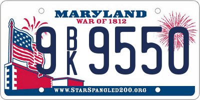 MD license plate 9BK9550