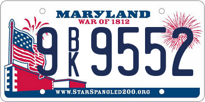 MD license plate 9BK9552