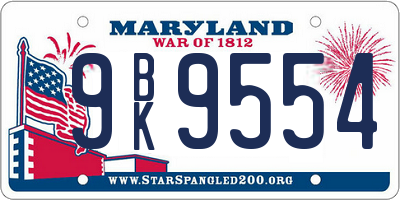 MD license plate 9BK9554
