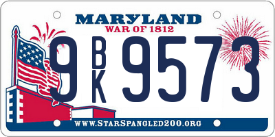 MD license plate 9BK9573