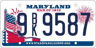MD license plate 9BK9587