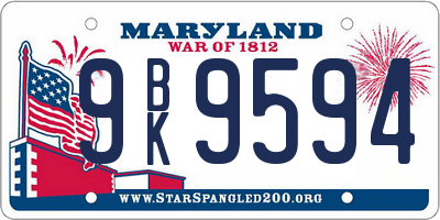 MD license plate 9BK9594