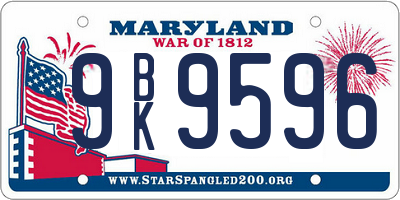MD license plate 9BK9596