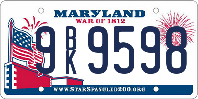 MD license plate 9BK9598