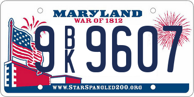 MD license plate 9BK9607