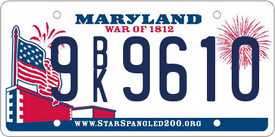MD license plate 9BK9610