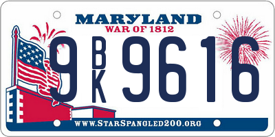 MD license plate 9BK9616