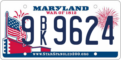 MD license plate 9BK9624