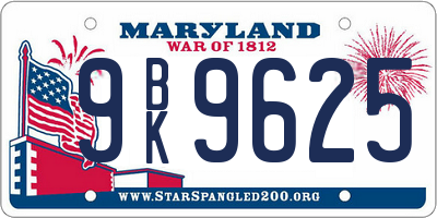 MD license plate 9BK9625