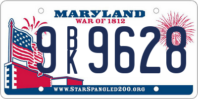 MD license plate 9BK9628