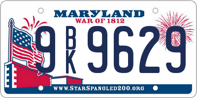 MD license plate 9BK9629