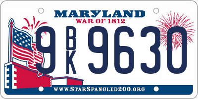 MD license plate 9BK9630