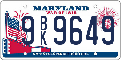 MD license plate 9BK9649