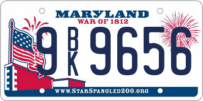 MD license plate 9BK9656
