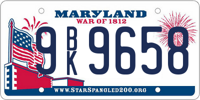 MD license plate 9BK9658