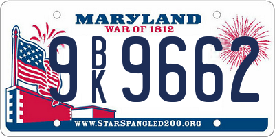 MD license plate 9BK9662