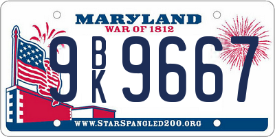 MD license plate 9BK9667