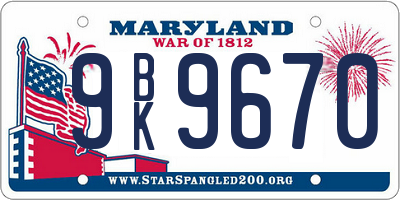 MD license plate 9BK9670