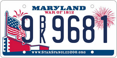 MD license plate 9BK9681