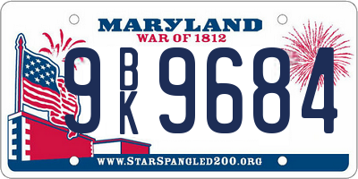 MD license plate 9BK9684