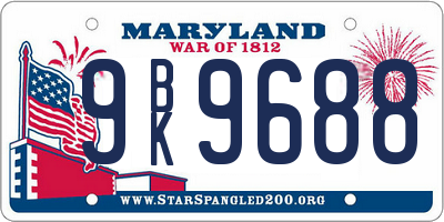 MD license plate 9BK9688
