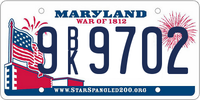 MD license plate 9BK9702