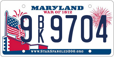 MD license plate 9BK9704