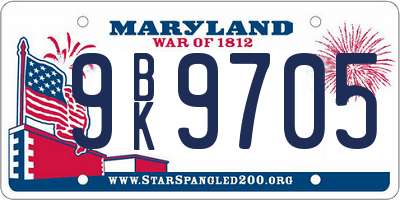 MD license plate 9BK9705