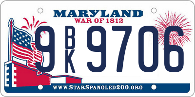 MD license plate 9BK9706