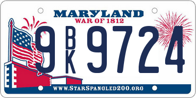 MD license plate 9BK9724