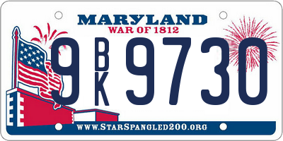 MD license plate 9BK9730