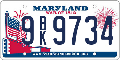 MD license plate 9BK9734