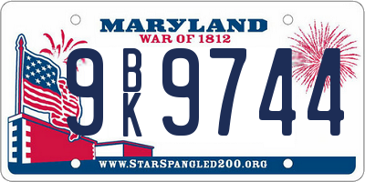 MD license plate 9BK9744