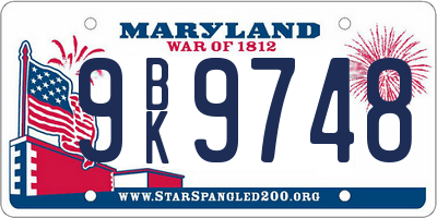 MD license plate 9BK9748