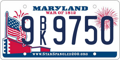 MD license plate 9BK9750