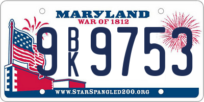 MD license plate 9BK9753