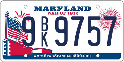 MD license plate 9BK9757